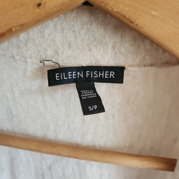 Eileen Fisher Cream Open-Front Lightweight Knit Cardigan Small Wool Alpaca - Picture 2 of 8